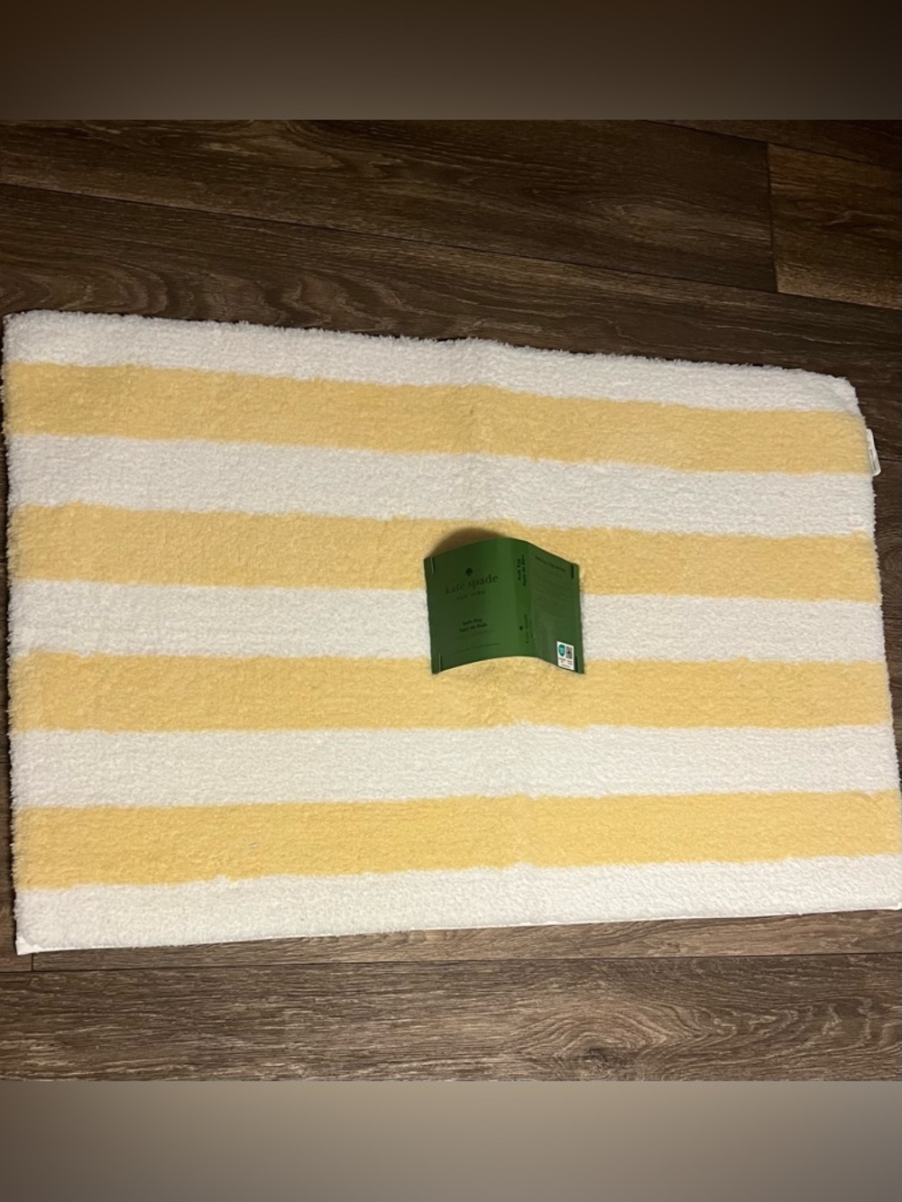 Kate Spade New York Yellow and White Stripes Bathroom Rug 20x32in.
